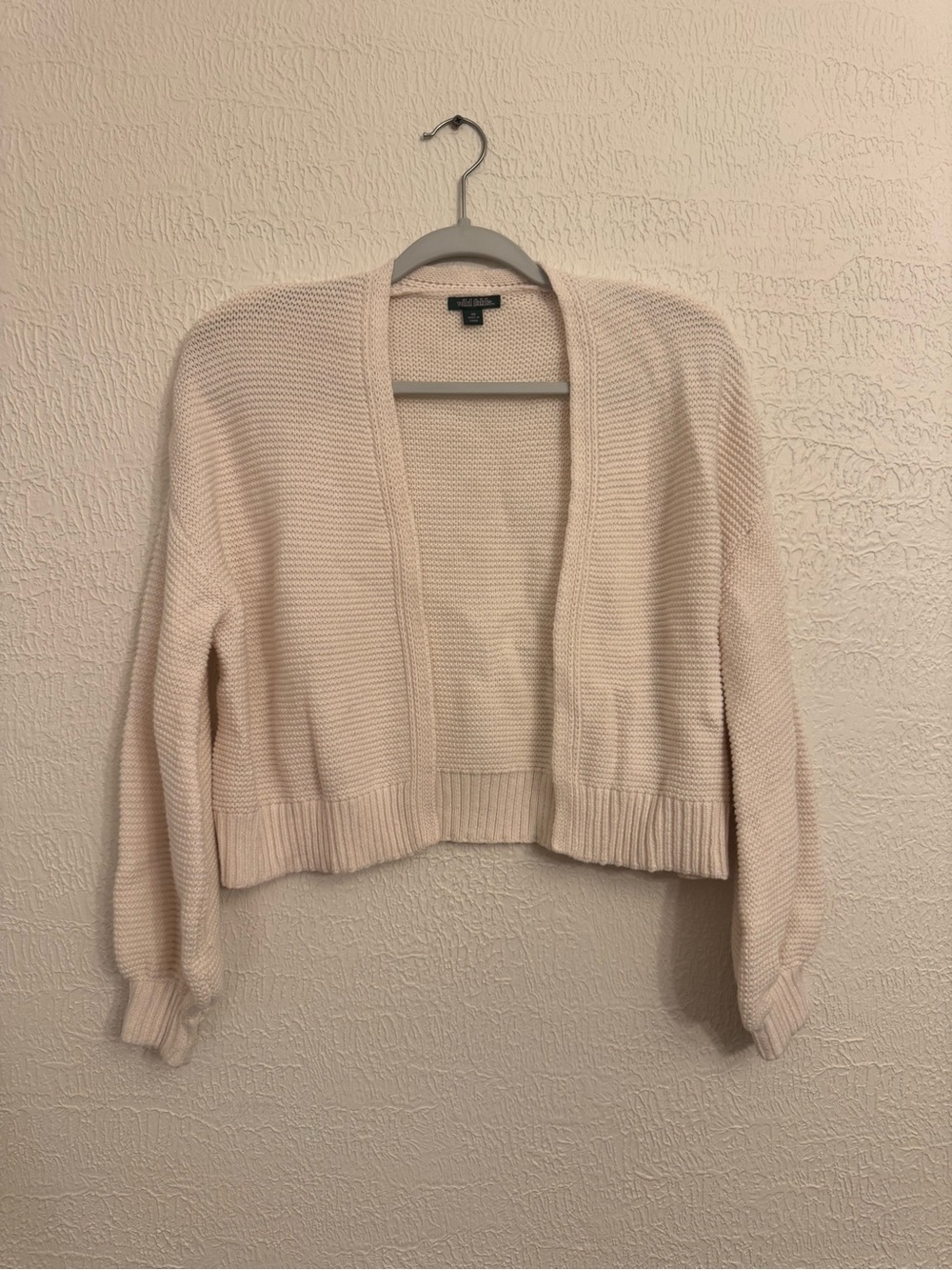 wild fable Cream Cropped Open-Front Knit Cardigan
